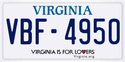 VA license plate VBF4950
