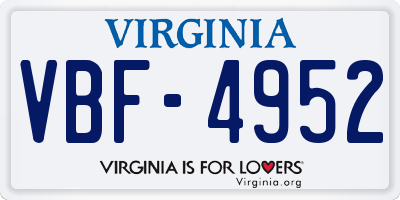 VA license plate VBF4952