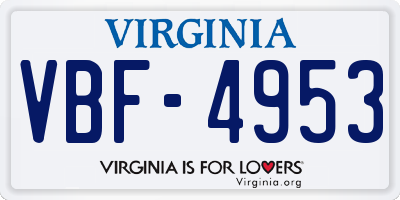VA license plate VBF4953