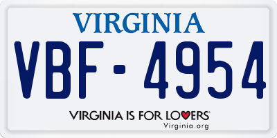 VA license plate VBF4954