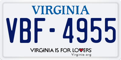VA license plate VBF4955