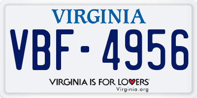 VA license plate VBF4956