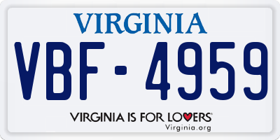 VA license plate VBF4959