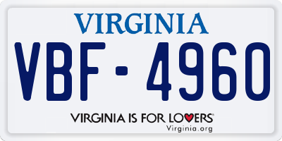 VA license plate VBF4960