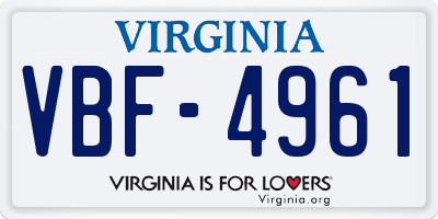 VA license plate VBF4961