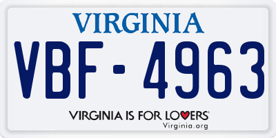 VA license plate VBF4963
