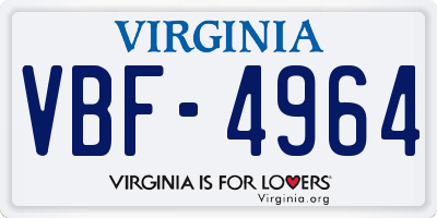VA license plate VBF4964