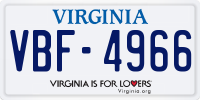 VA license plate VBF4966