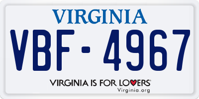 VA license plate VBF4967
