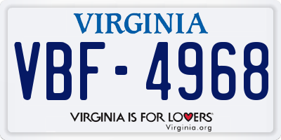 VA license plate VBF4968