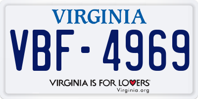 VA license plate VBF4969