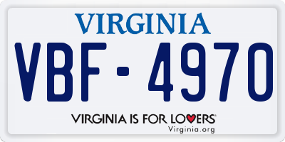VA license plate VBF4970