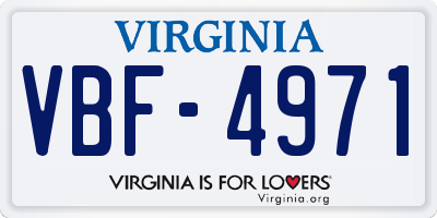 VA license plate VBF4971