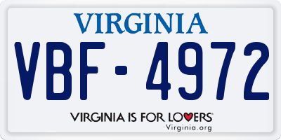 VA license plate VBF4972
