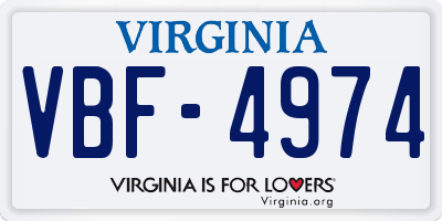 VA license plate VBF4974