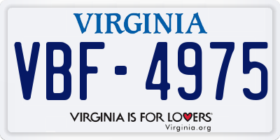 VA license plate VBF4975