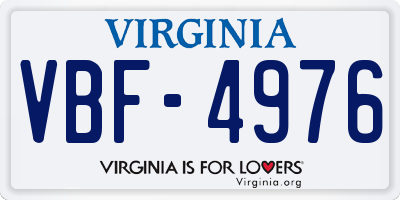 VA license plate VBF4976