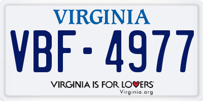VA license plate VBF4977