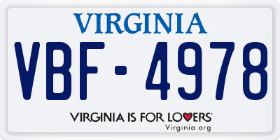 VA license plate VBF4978