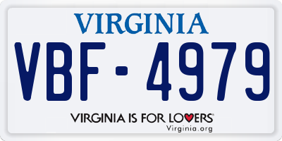 VA license plate VBF4979