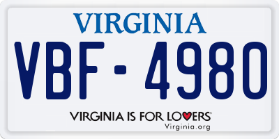 VA license plate VBF4980