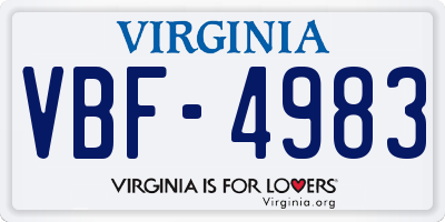 VA license plate VBF4983
