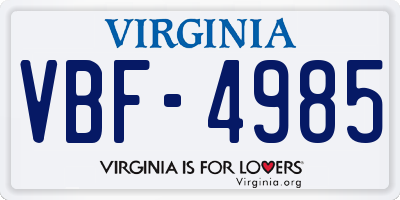 VA license plate VBF4985