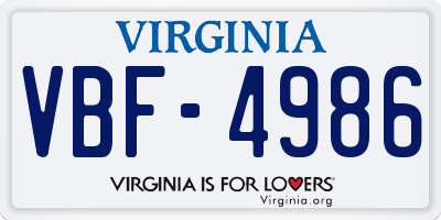 VA license plate VBF4986