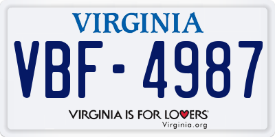 VA license plate VBF4987