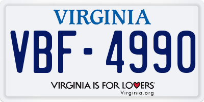 VA license plate VBF4990