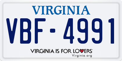 VA license plate VBF4991