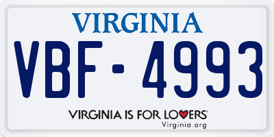 VA license plate VBF4993