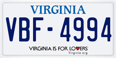 VA license plate VBF4994