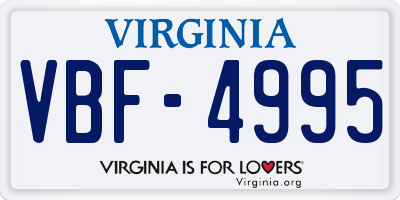 VA license plate VBF4995