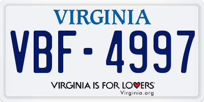 VA license plate VBF4997