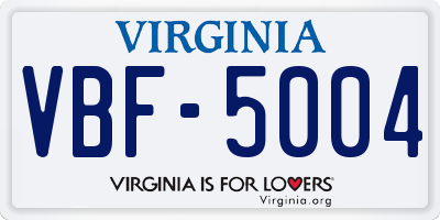 VA license plate VBF5004