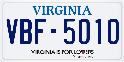 VA license plate VBF5010