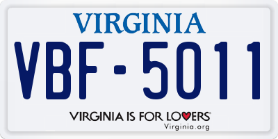 VA license plate VBF5011