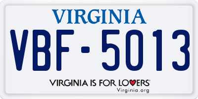 VA license plate VBF5013