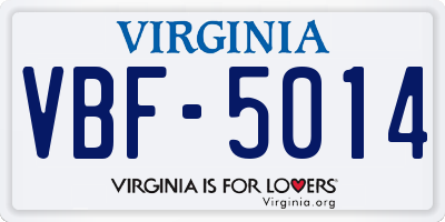 VA license plate VBF5014