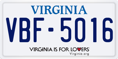 VA license plate VBF5016