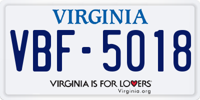 VA license plate VBF5018