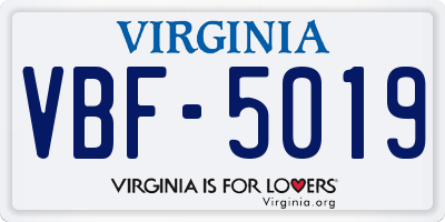 VA license plate VBF5019