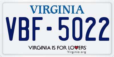 VA license plate VBF5022