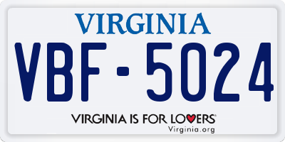 VA license plate VBF5024
