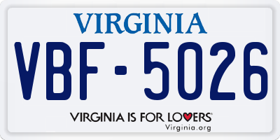 VA license plate VBF5026
