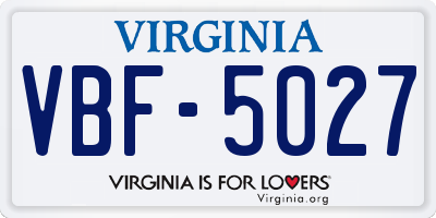 VA license plate VBF5027