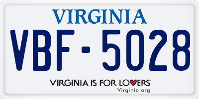 VA license plate VBF5028