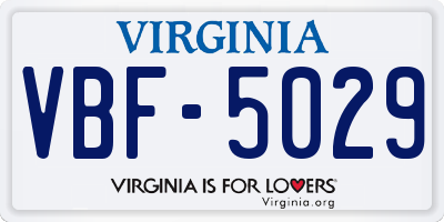 VA license plate VBF5029