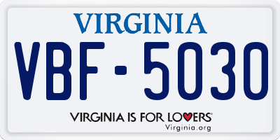 VA license plate VBF5030
